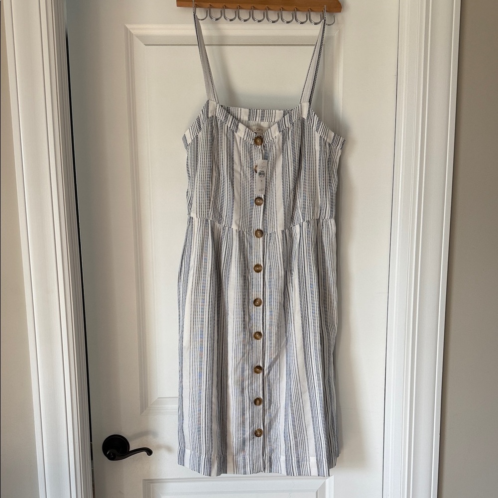 LOFT Navy and White Striped Dress